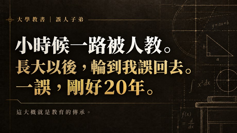 小時候一路被人教,長大以後輪到我誤回去,一誤剛好20年