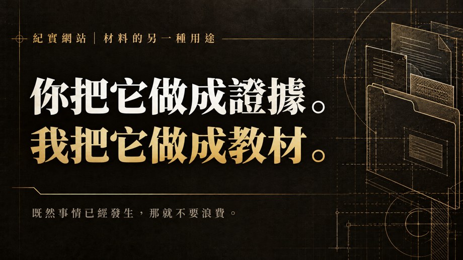 你把它做成證據,我把它做成教材