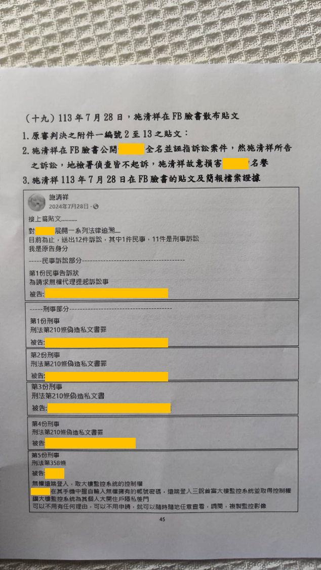第21篇|第19項:7月28日FB貼文,列出提告清單也能變損害名譽?