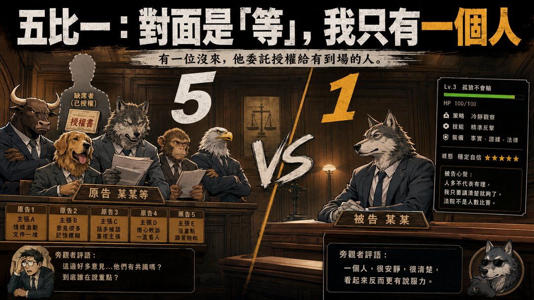 第三篇|五比一:原告是「某某等」,被告只有我一人