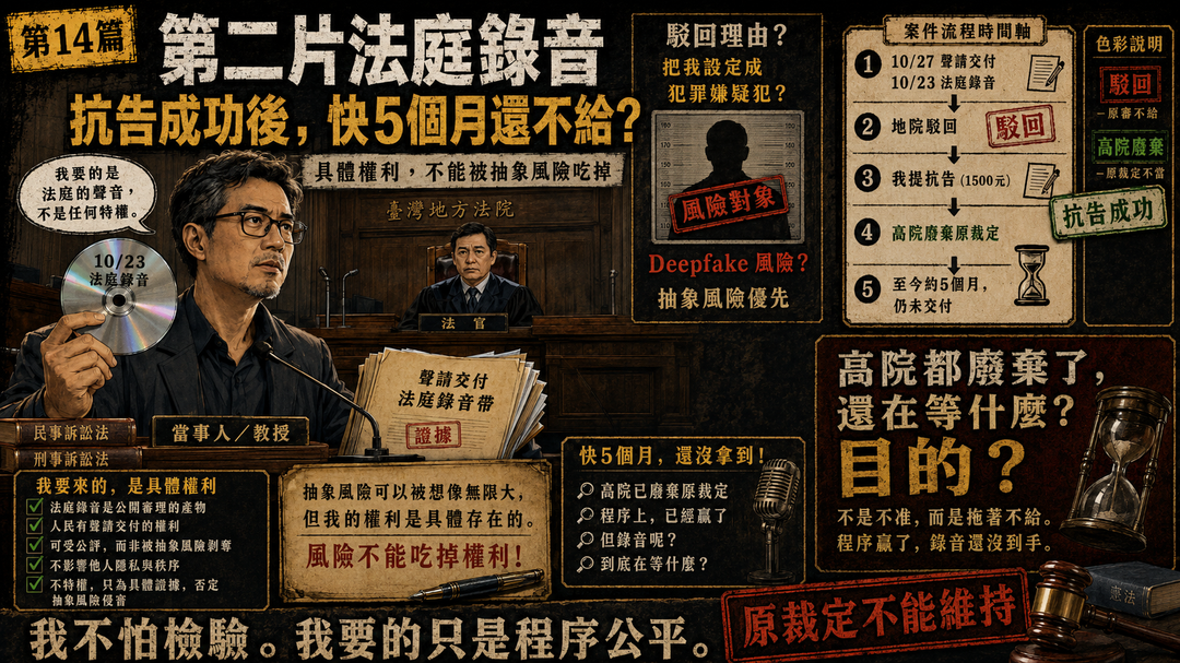 第十四篇|第二片法庭錄音:我點名法官不當言論,Deepfake都出場了