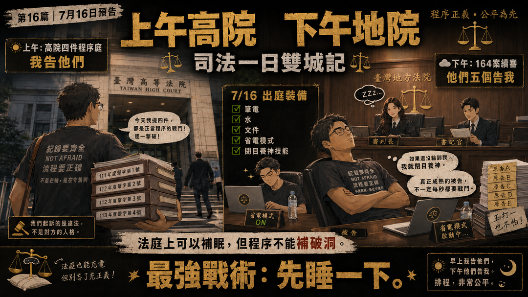 第十六篇|7月16日預告:上午高院,下午地院,我可能需要補眠