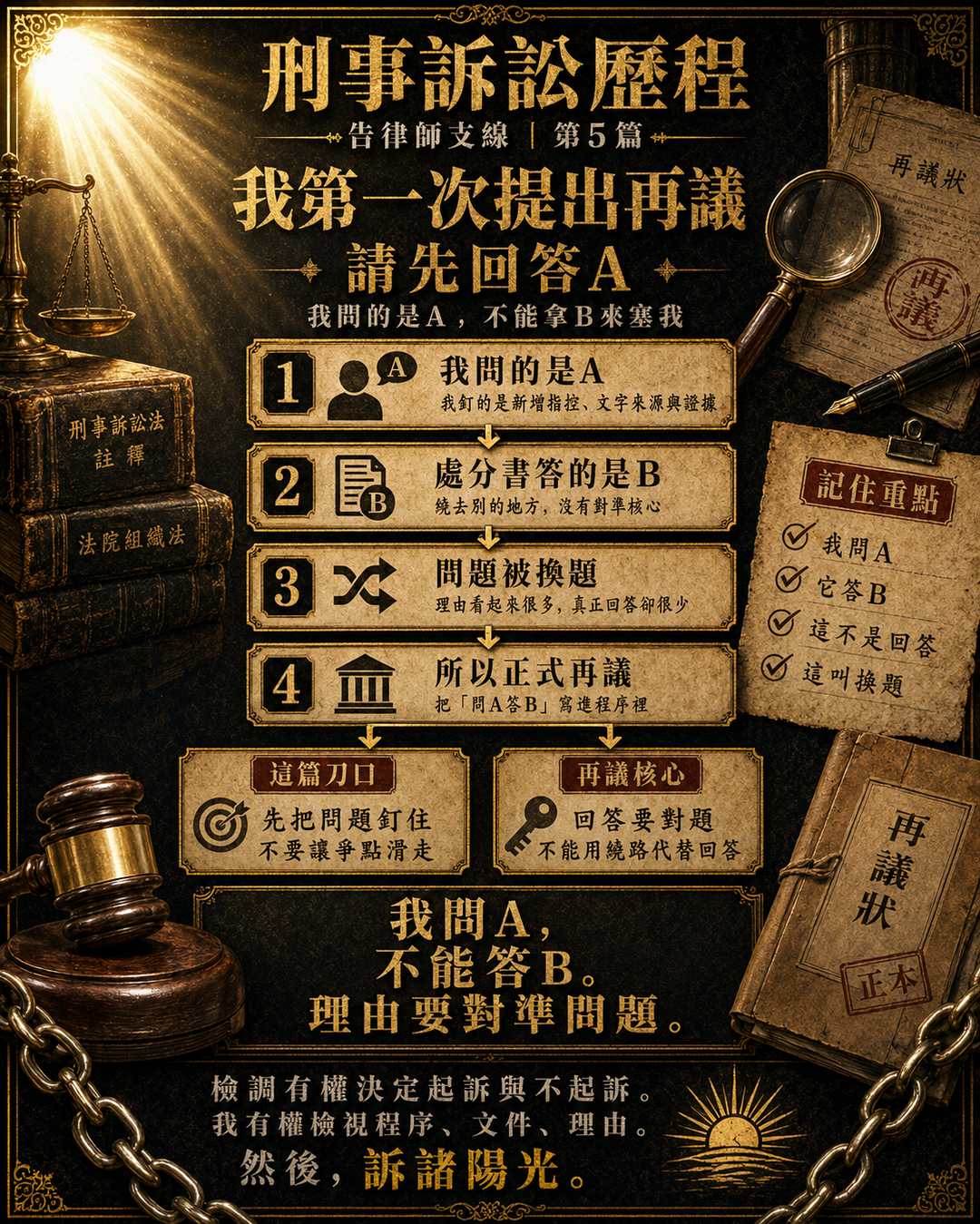 我第一次提出再議：請先回答A