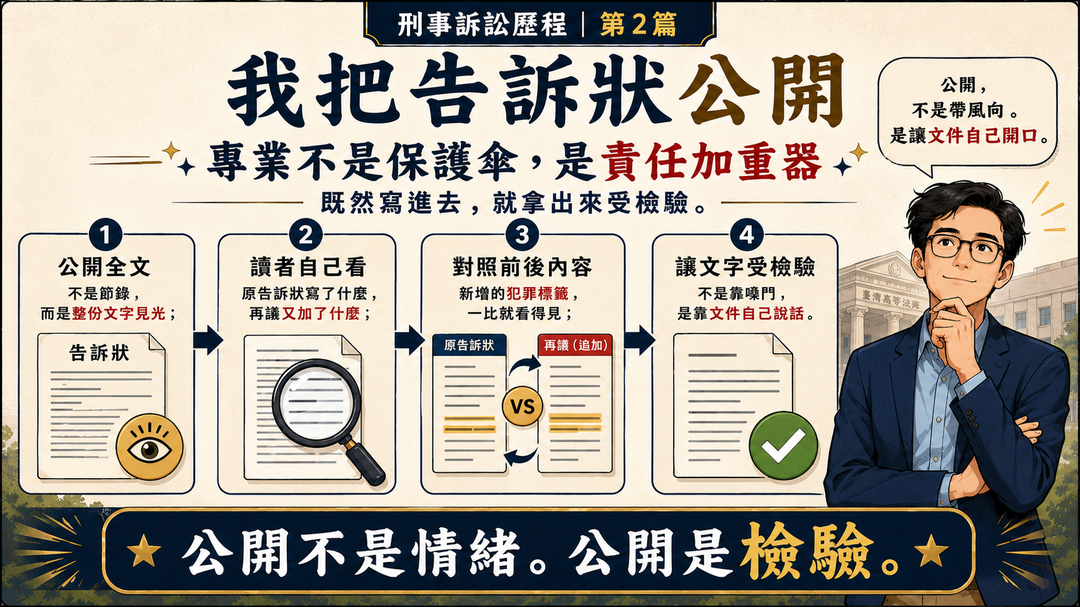 我把告訴狀公開:原件進司法,公開版進陽光|結尾梗圖
