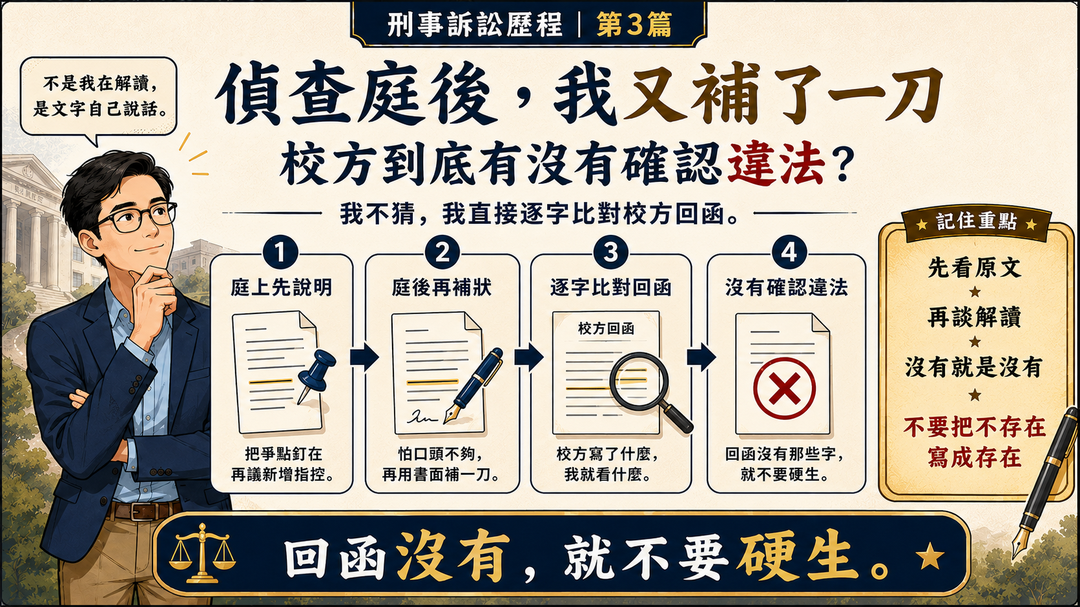 偵查庭後，我又補了一刀：校方到底有沒有確認違法？｜結尾梗圖