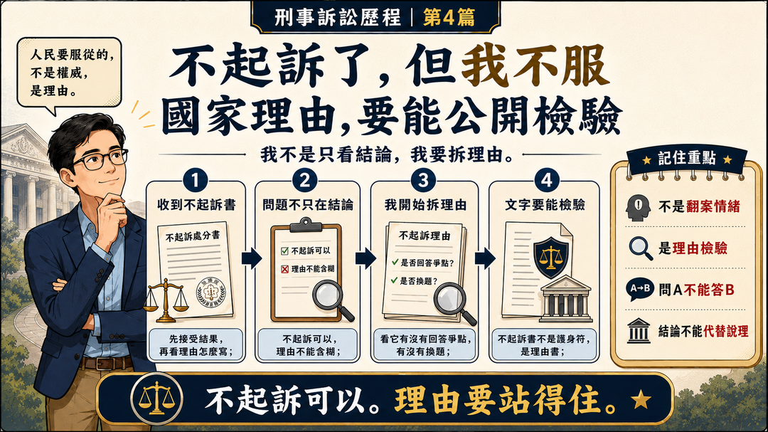 不起訴了，但我不服：國家理由，要能公開檢驗｜結尾梗圖