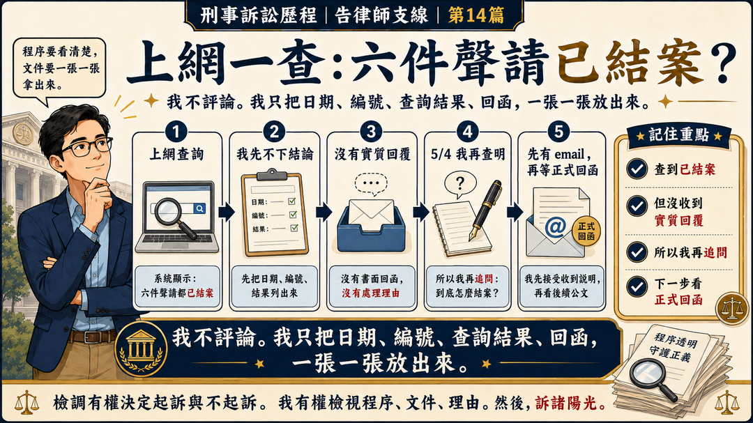 上網一查：六件聲請已結案？｜結尾梗圖