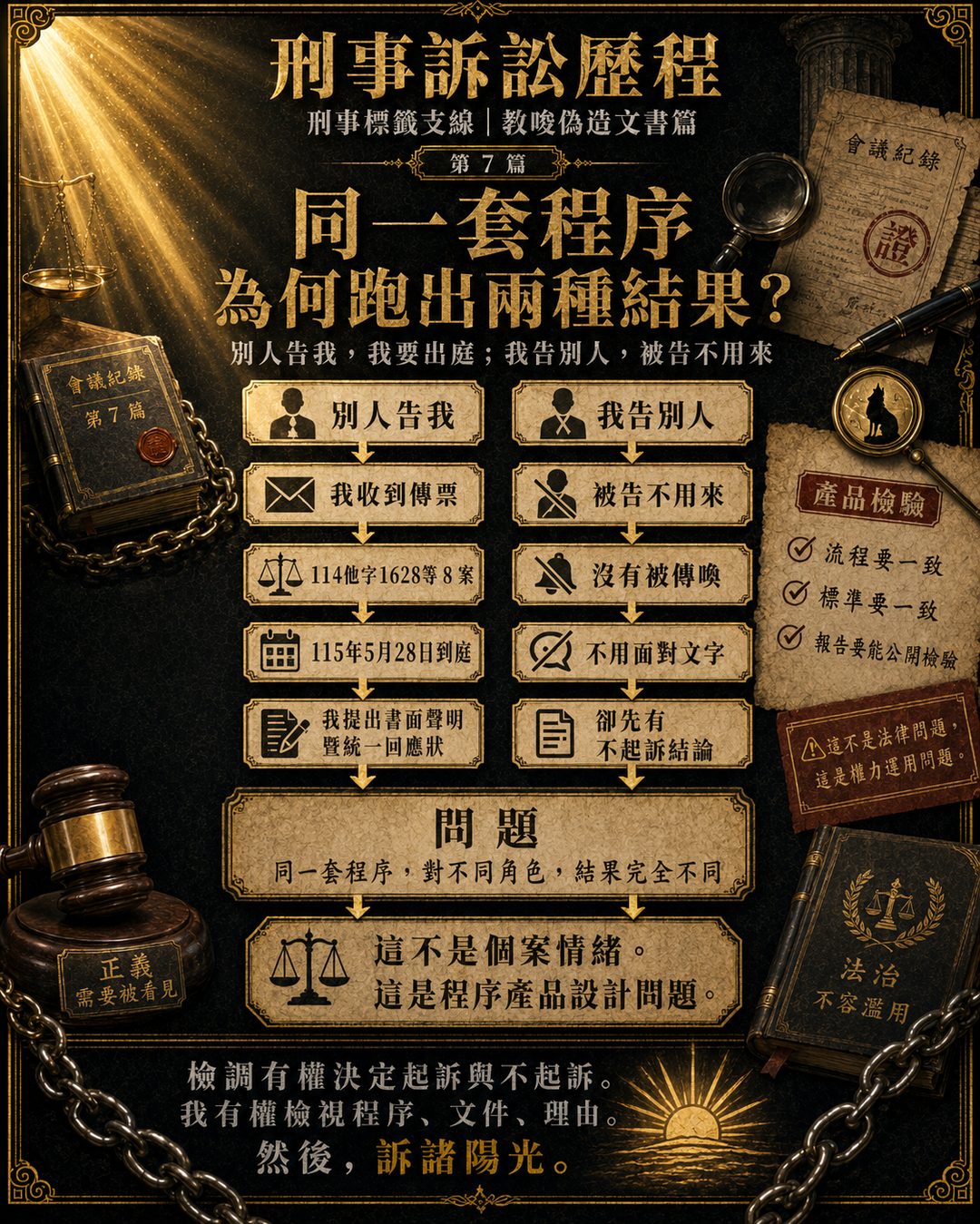 別人告我,我要出庭;我告別人,被告不用來