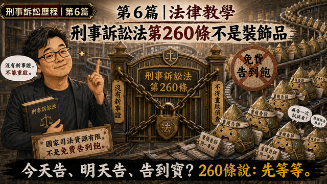 法律教學:刑事訴訟法第260條不是裝飾品
