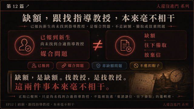 缺額，跟找指導教授，本來毫不相干