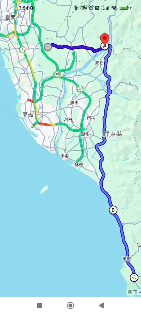 在7-11討論的185沿山公路路線