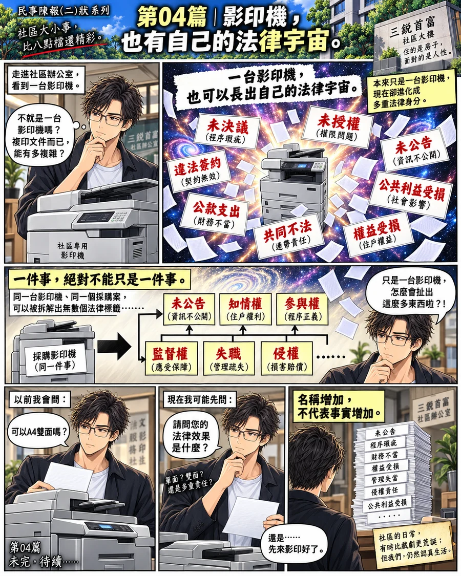 每月1000元印表機的法律宇宙漫畫