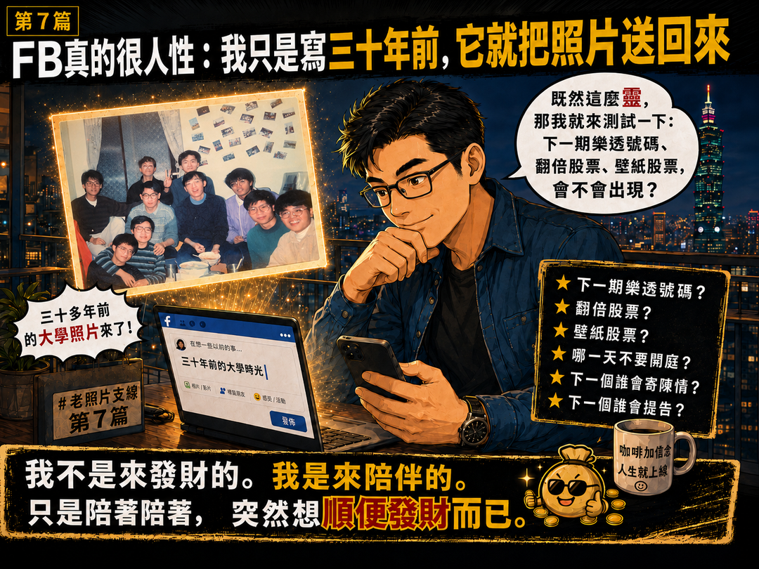 老照片支線第7篇上梗圖：FB真的很人性：我只是寫三十年前，它就把照片送回來