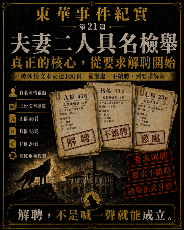 夫妻二人具名檢舉:真正的核心,從要求解聘開始