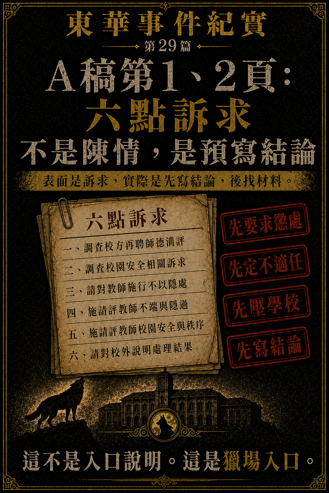 A稿第1、2頁:六點訴求不是陳情,是預寫結論