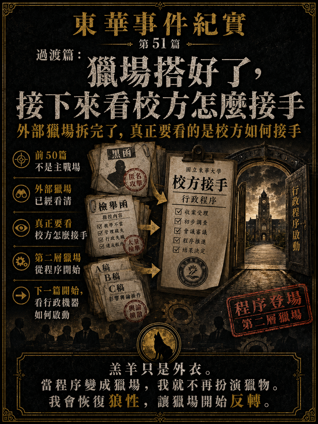 過渡篇:獵場搭好了,接下來看校方怎麼接手