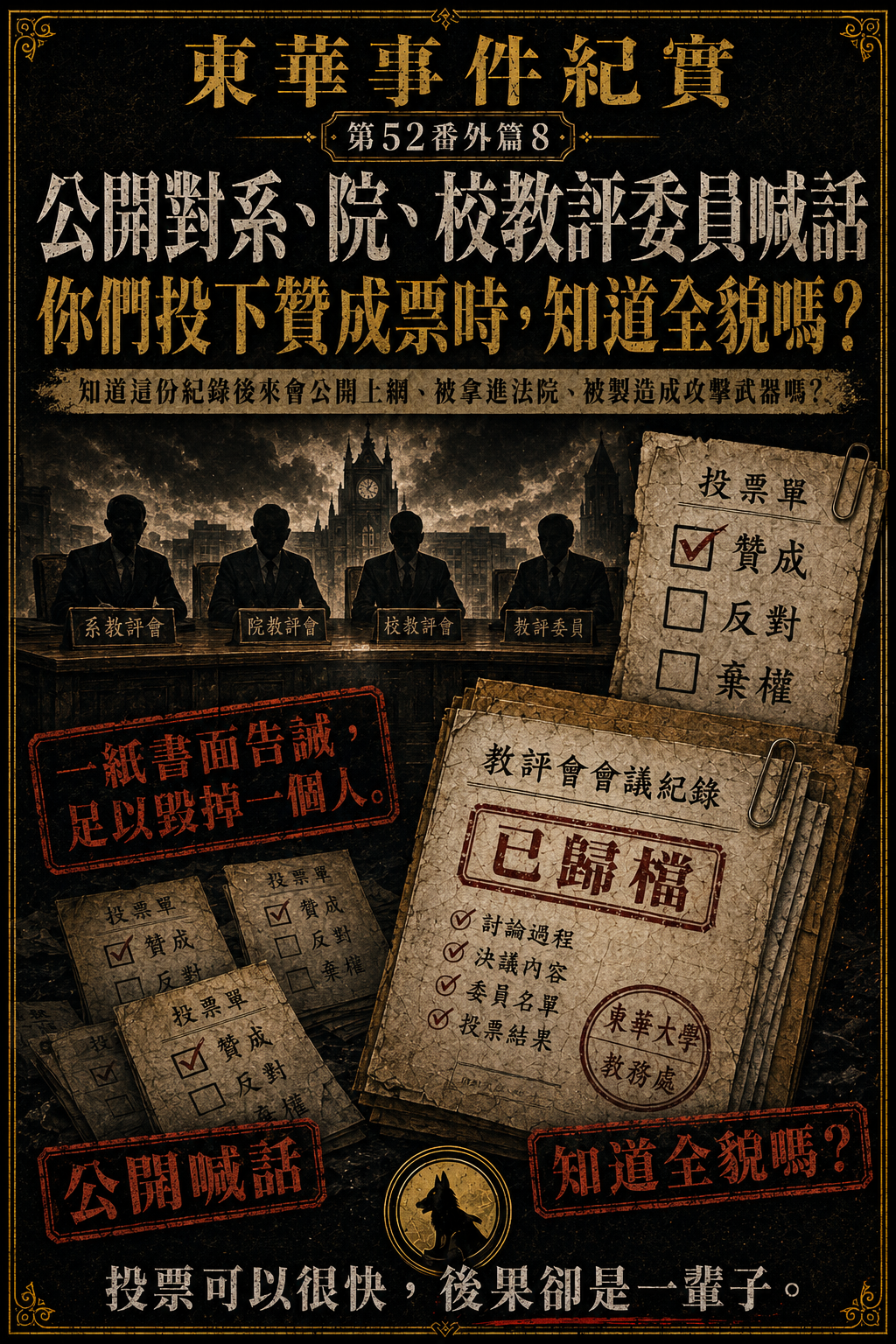 公開對系、院、校教評委員喊話:這張票留下的不只是紀錄