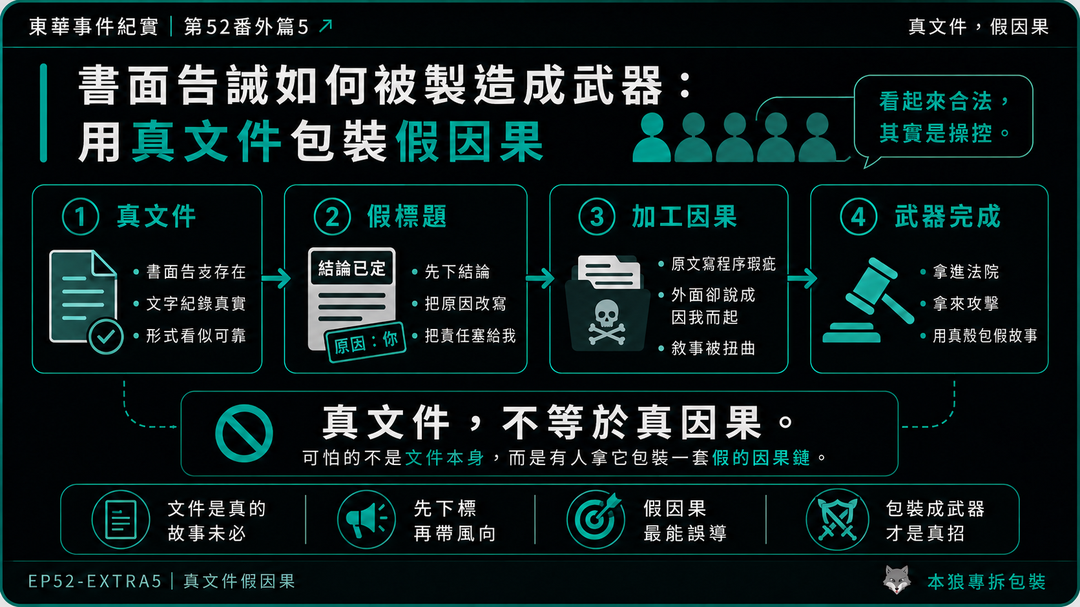 書面告誡如何被製造成武器:用真文件包裝假因果|結尾梗圖
